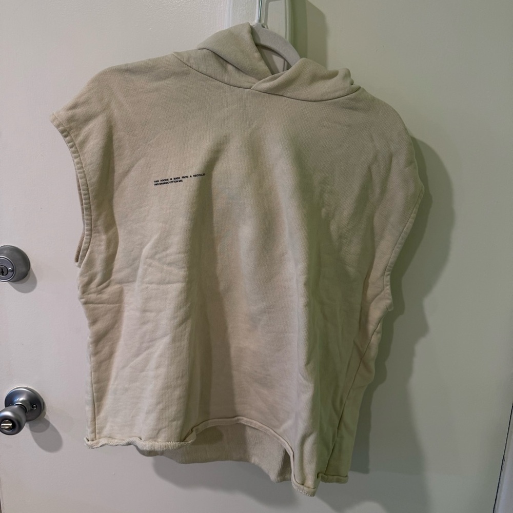 PANGAIA Cream Sleeveless Hoodie
